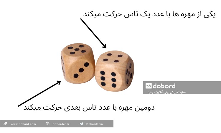 حرکت مهره تخته نرد با تاس
